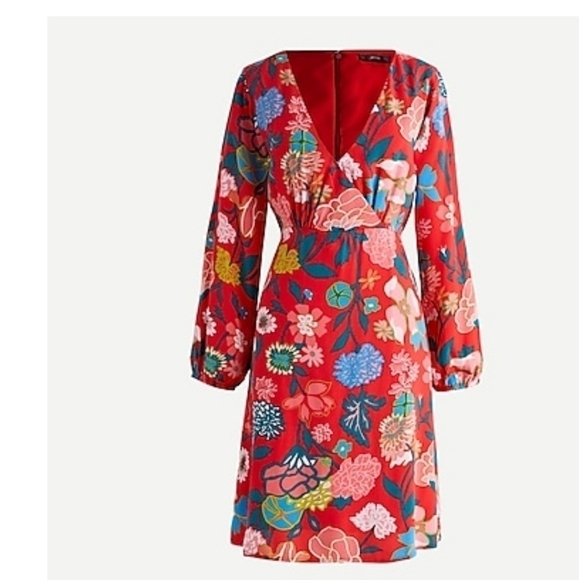 J Crew Floral Mini Long Sleeve Dress - Picture 1 of 8